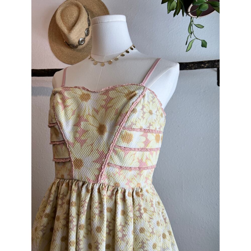 Jessica Simpson Spring Cotton Yellow Daisy Print Fit & Flare Corset Dress Size 6